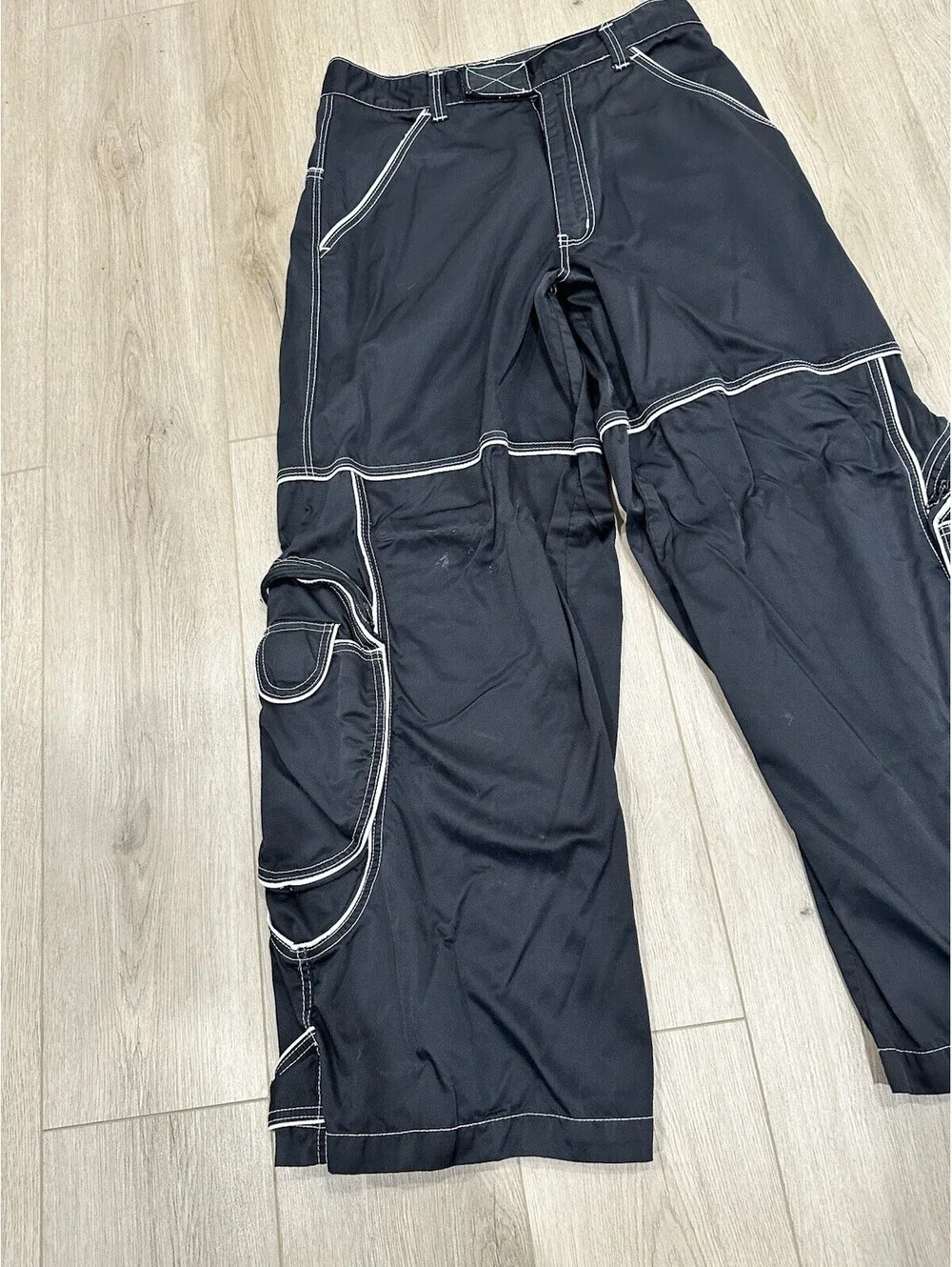 Vintage Macgear Rave Pants 34x31 Cargo Wide Leg Y2K Glow Drum Bass Festival